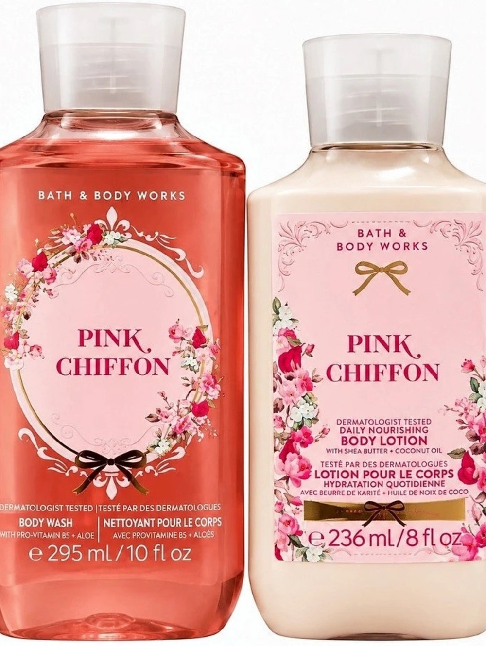 Bath & Body Works Pink Chiffon Body Wash and Body Lotion Set & Lotion Set